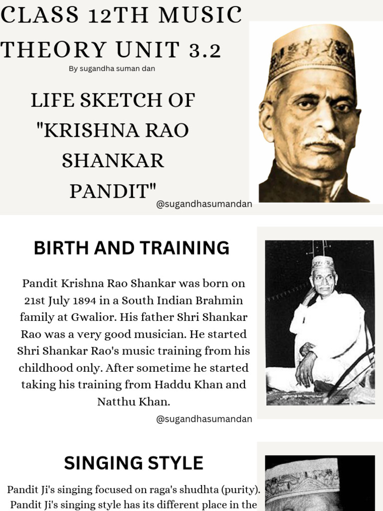 Life and Legacy of Pandit Krishna Rao | PDF | Classical And Art Music ...