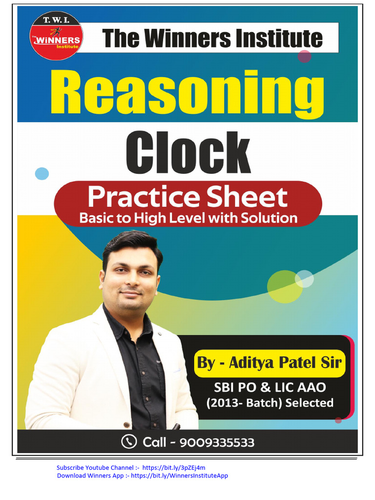 Clock - Practice Sheet: The Winners Institute Indore | PDF