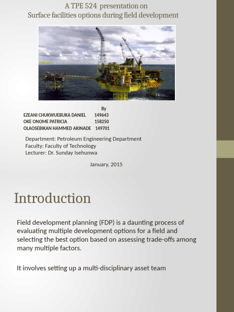 Surface Facilities in Field Development | PDF | Chemical Process ...