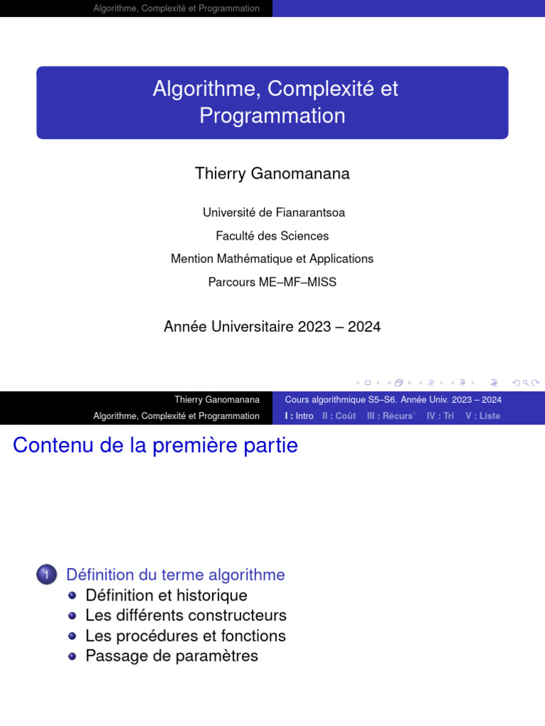 Algorithmes et Complexité en Programmation | PDF | Théorie de la ...
