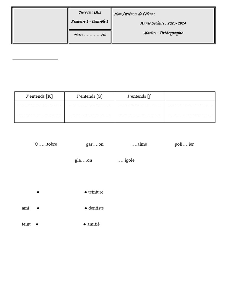 Orthographe CE2 | PDF