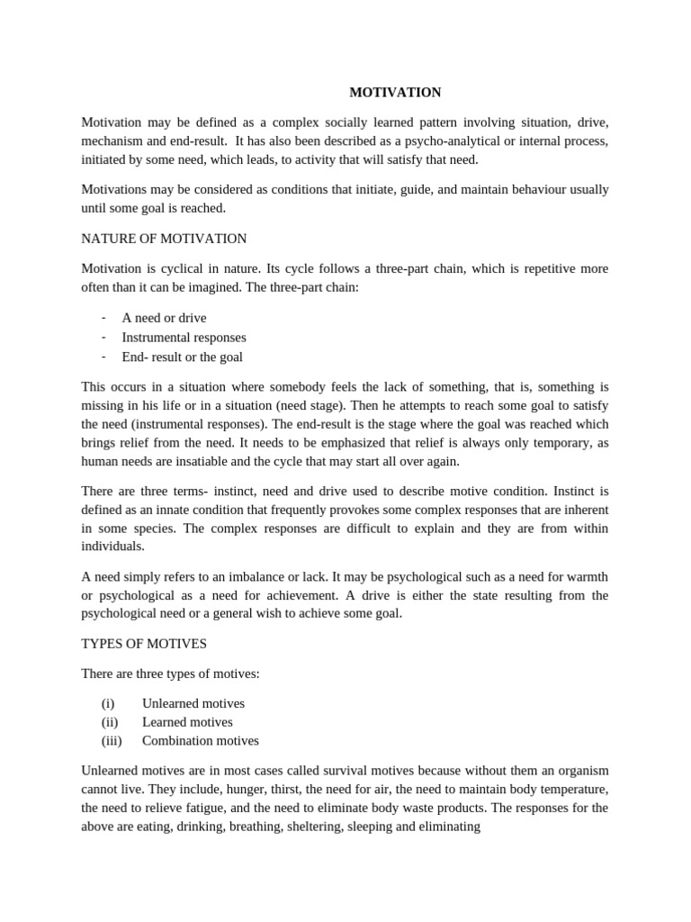 Lesson Note Psy V | PDF | Motivational | Motivation