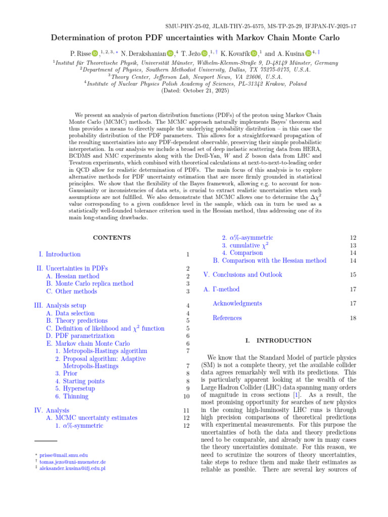 Determination of Proton PDF Uncertainties With Mar | PDF | Statistical ...