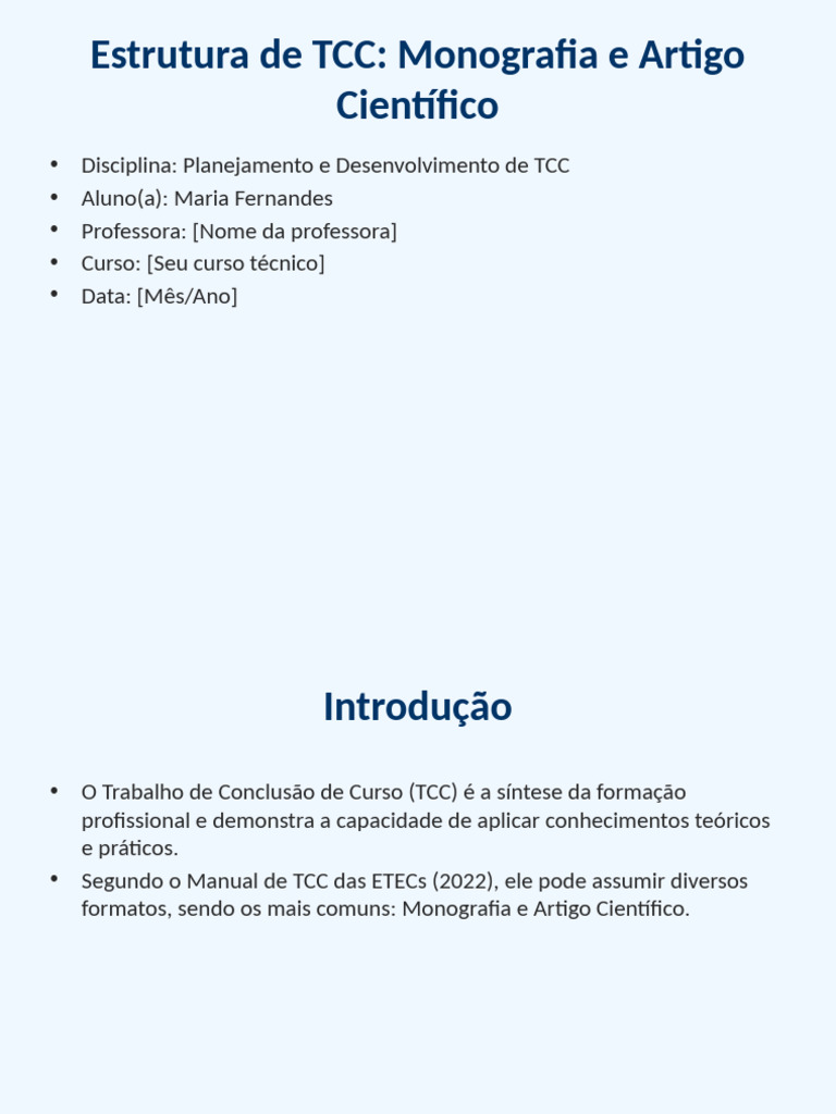 Estrutura de TCC Monografia e Artigo Cientifico Estilizada | PDF ...