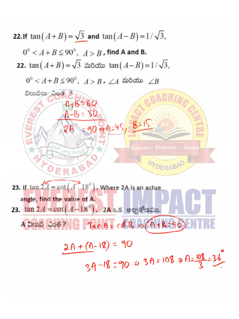 Trigonometry Class Note 2 | PDF