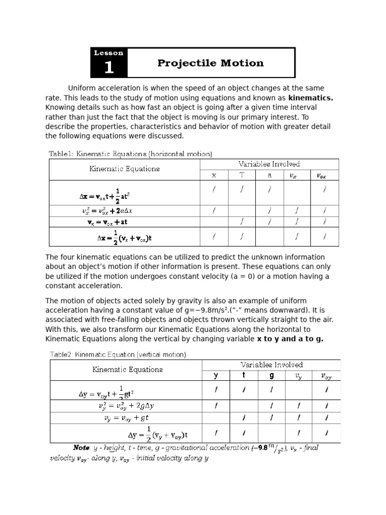 Understanding Uniform and Projectile Motion | PDF | Mechanics ...