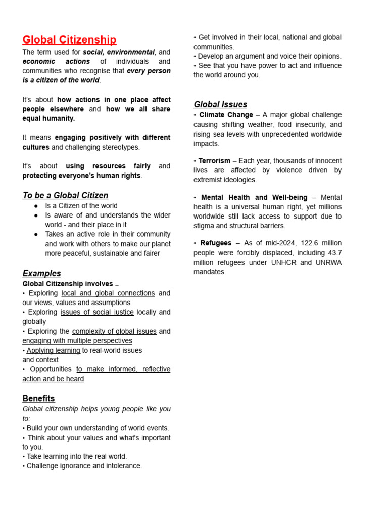 Global Citizenship PDF | PDF | Refugee | Social Psychology