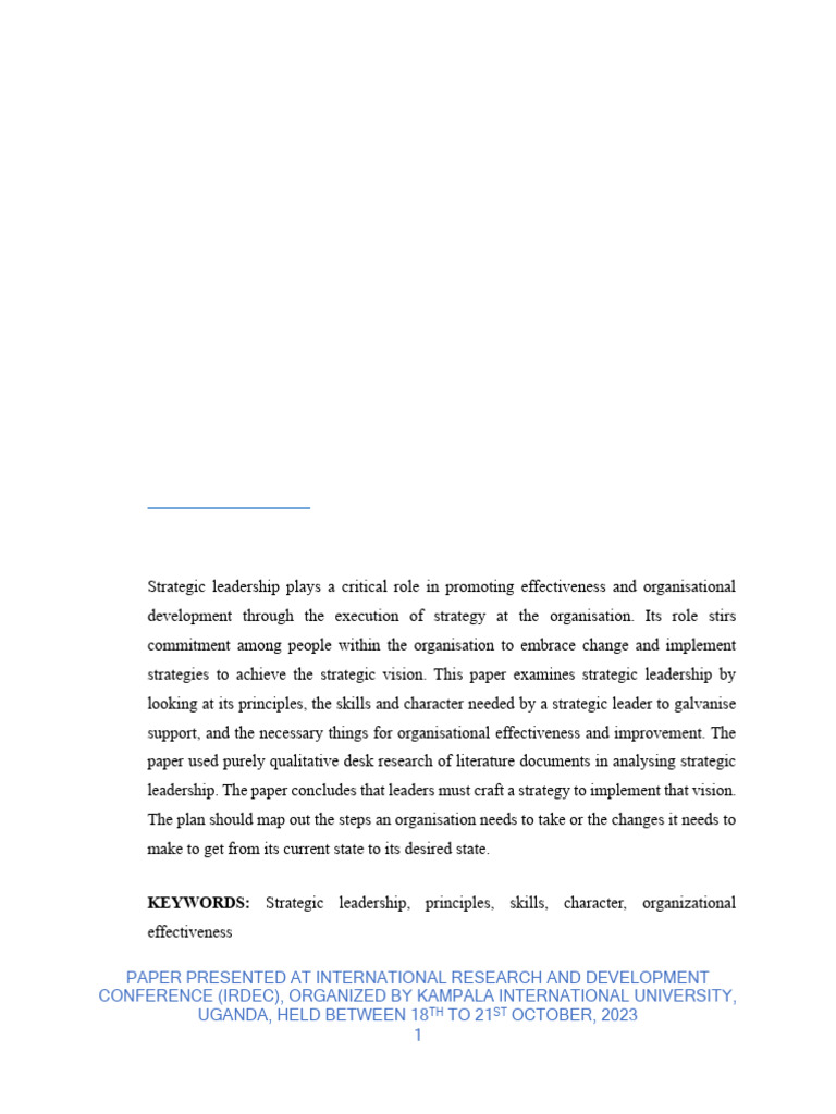 Strategic Leadership for Organizational Success | PDF | Leadership ...
