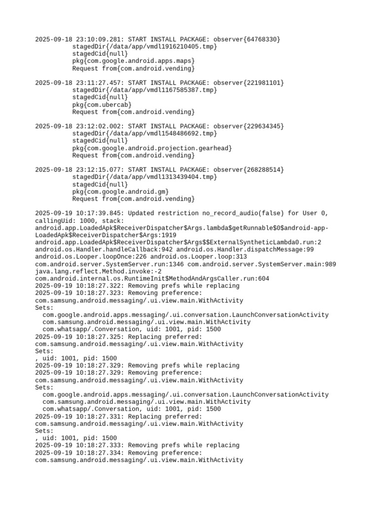 App Installation and Preference Logs | PDF | Android (Operating System ...