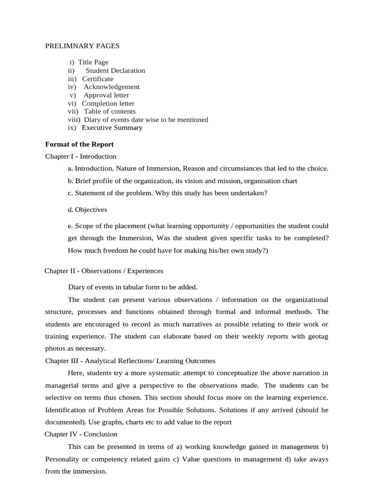 Immersion Report Structure and Guidelines | PDF | Learning