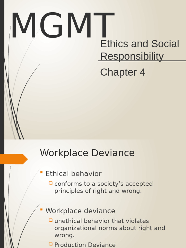 Ethics and Social Responsibility in Management | PDF | Deviance ...