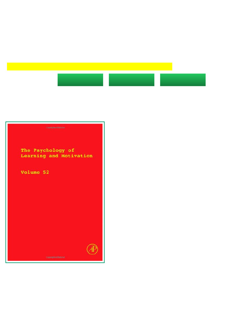 The Psychology of Learning and Motivation Volume 52 1st Edition Brian H ...