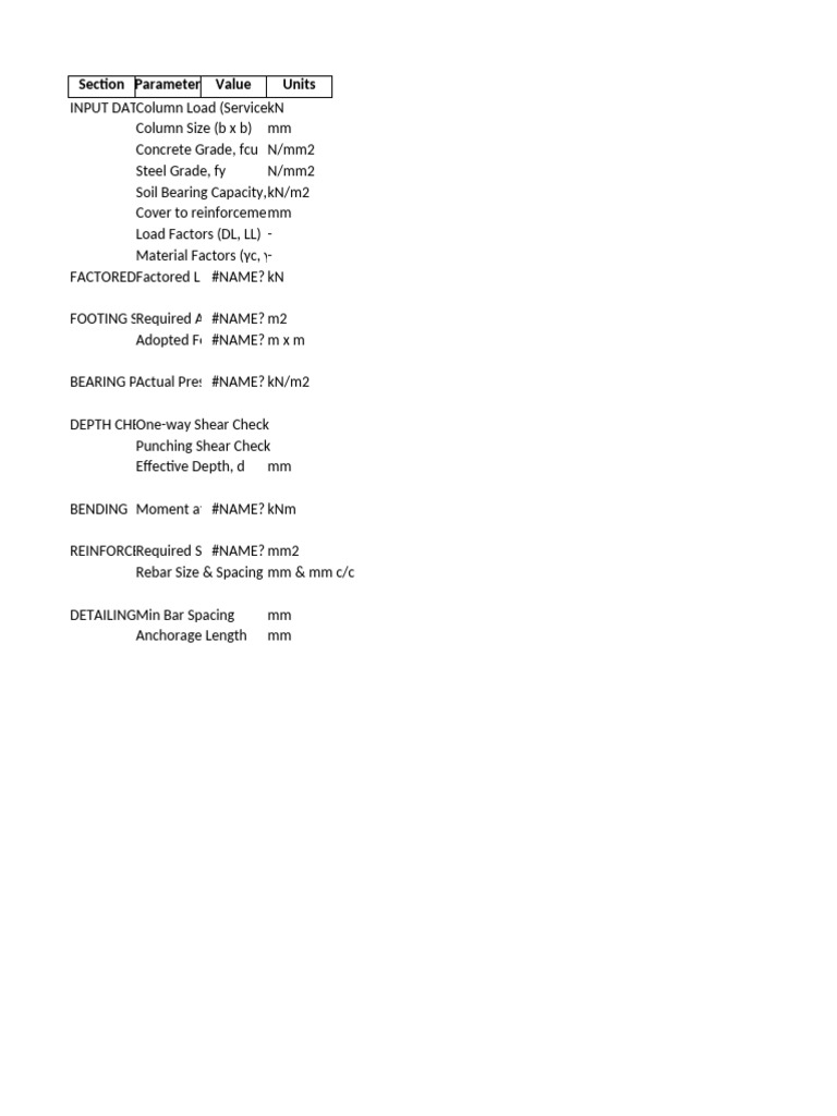 Isolated Footing EBCS Template-2 | PDF