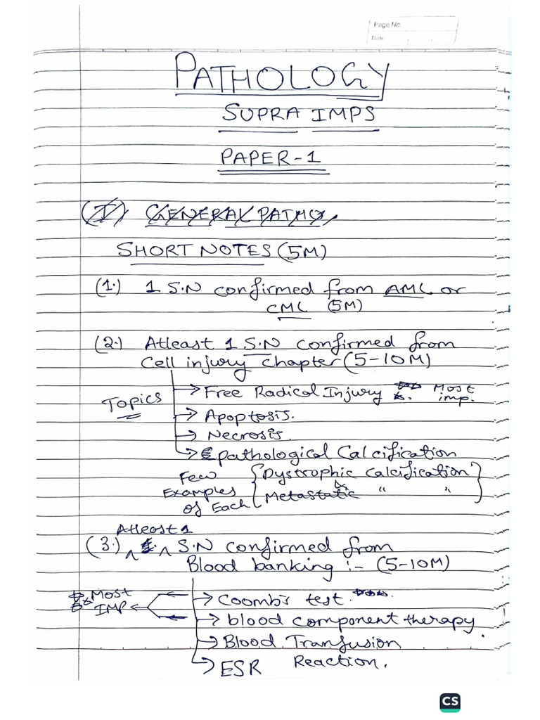 Pathology Paper 1 Supra Imps | PDF