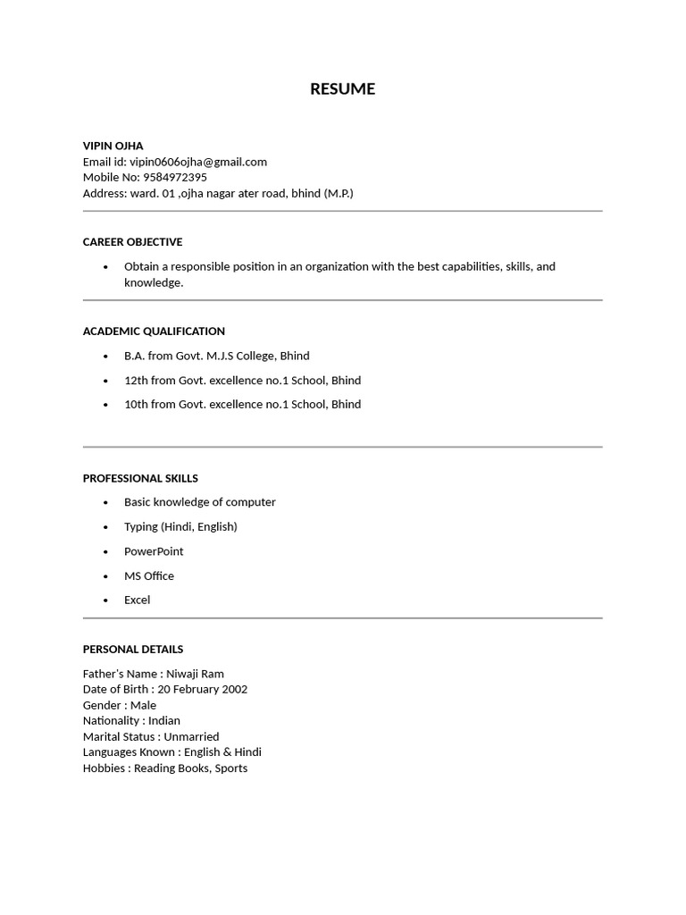 Vipin CV | PDF