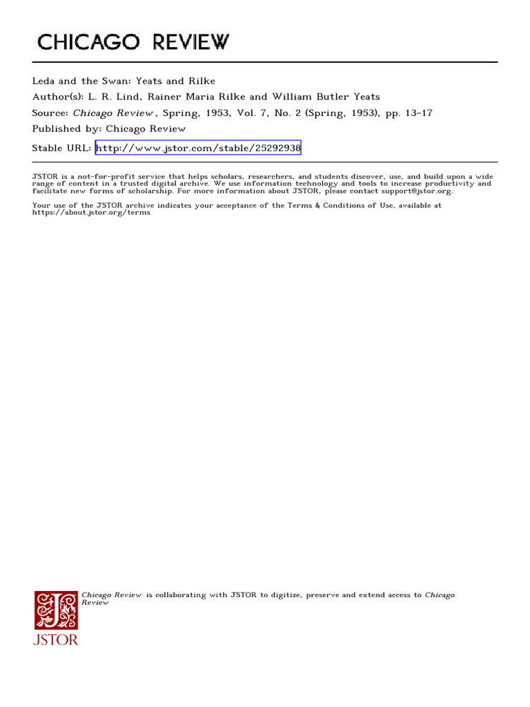Yeats and Rilke's Leda Analysis | PDF | Rainer Maria Rilke | W. B. Yeats