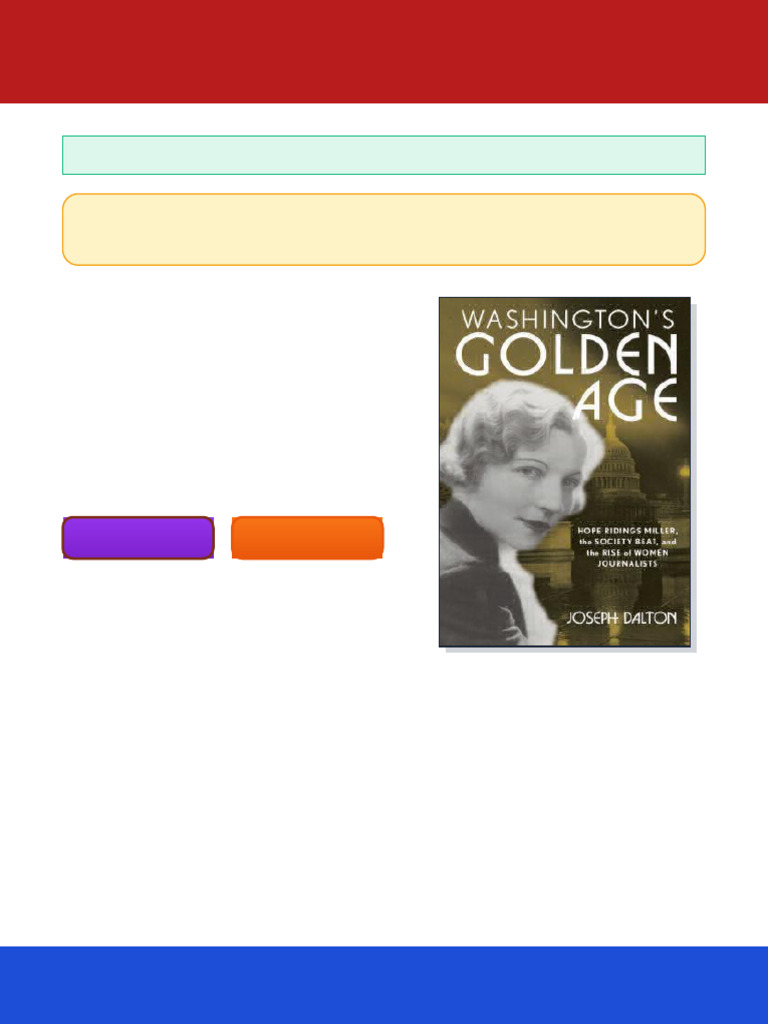 Washington S Golden Age Hope Ridings Miller The Society Beat and The ...
