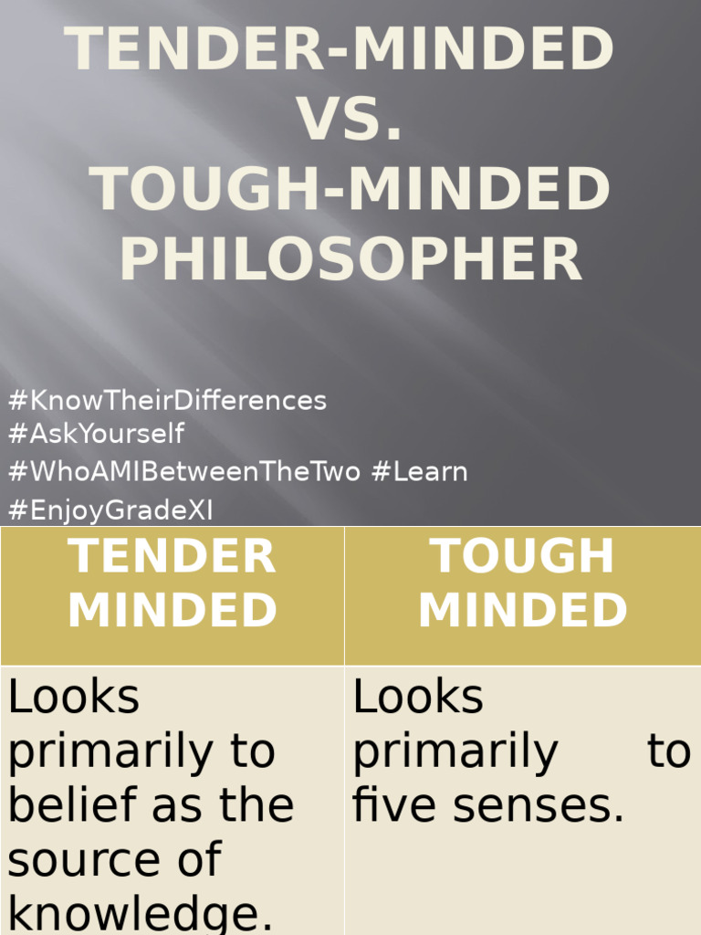 Tender Minded and Tough Minded Philosopher | PDF