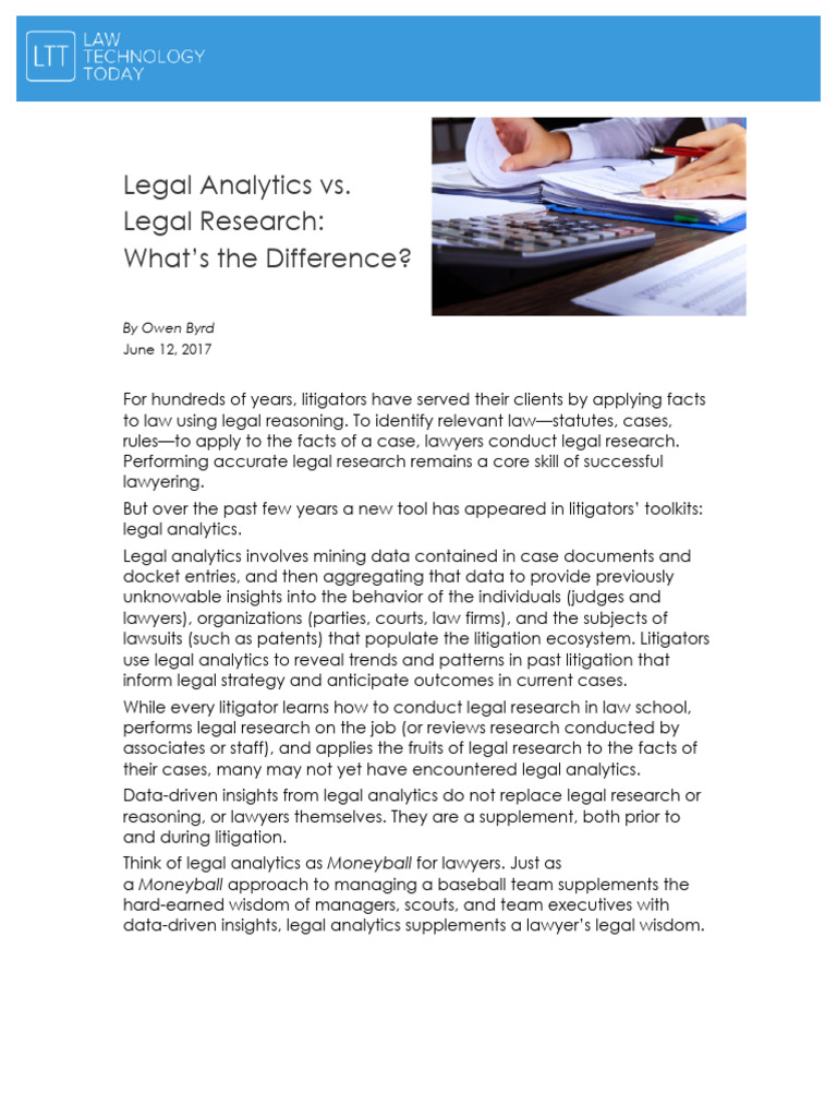 Legal Analytics vs. Legal Research Explained | PDF | Analytics | Lawsuit