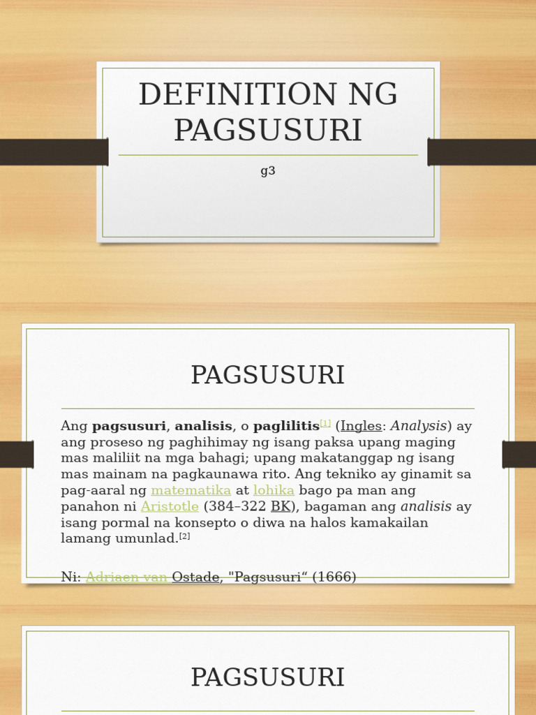 Kahulugan NG Pagsusuri | PDF