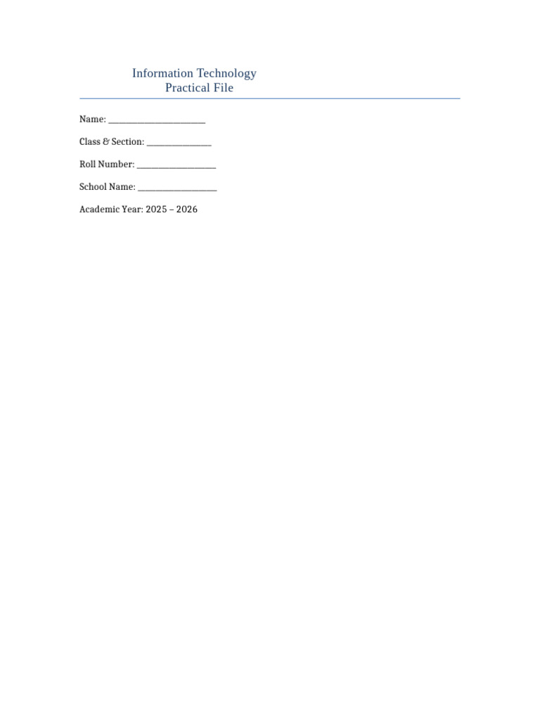 IT Practical File for 2025-2026 | PDF | Microsoft Excel | Computer ...