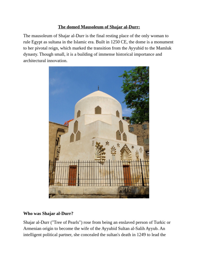 Shajar al-Durr's Historic Mausoleum | PDF