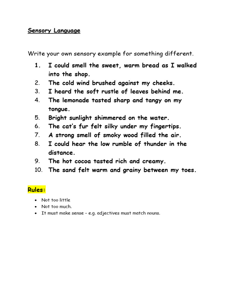 Sensory Language | PDF