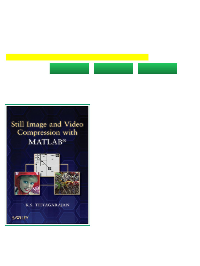 Still Image and Video Compression With MATLAB 1st Edition K. S ...
