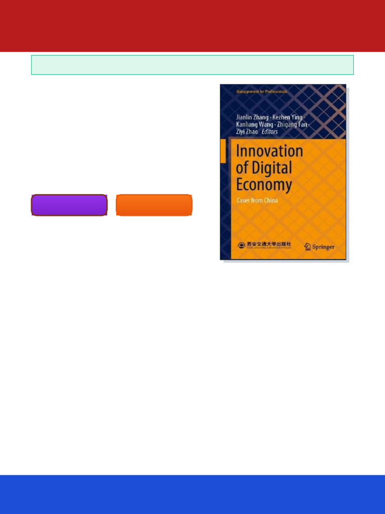 Innovation of Digital Economy Cases From China Jianlin Zhang Ebook ...