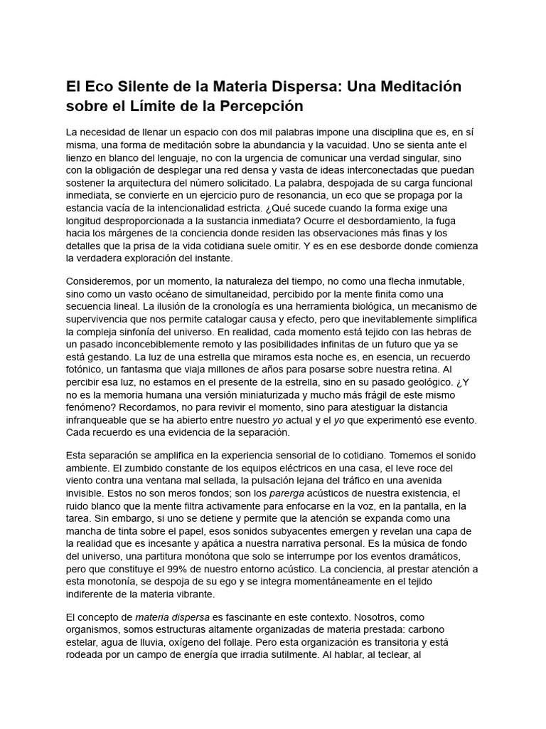 Meditación sobre Percepción y Materia Dispersa | PDF | Percepción ...