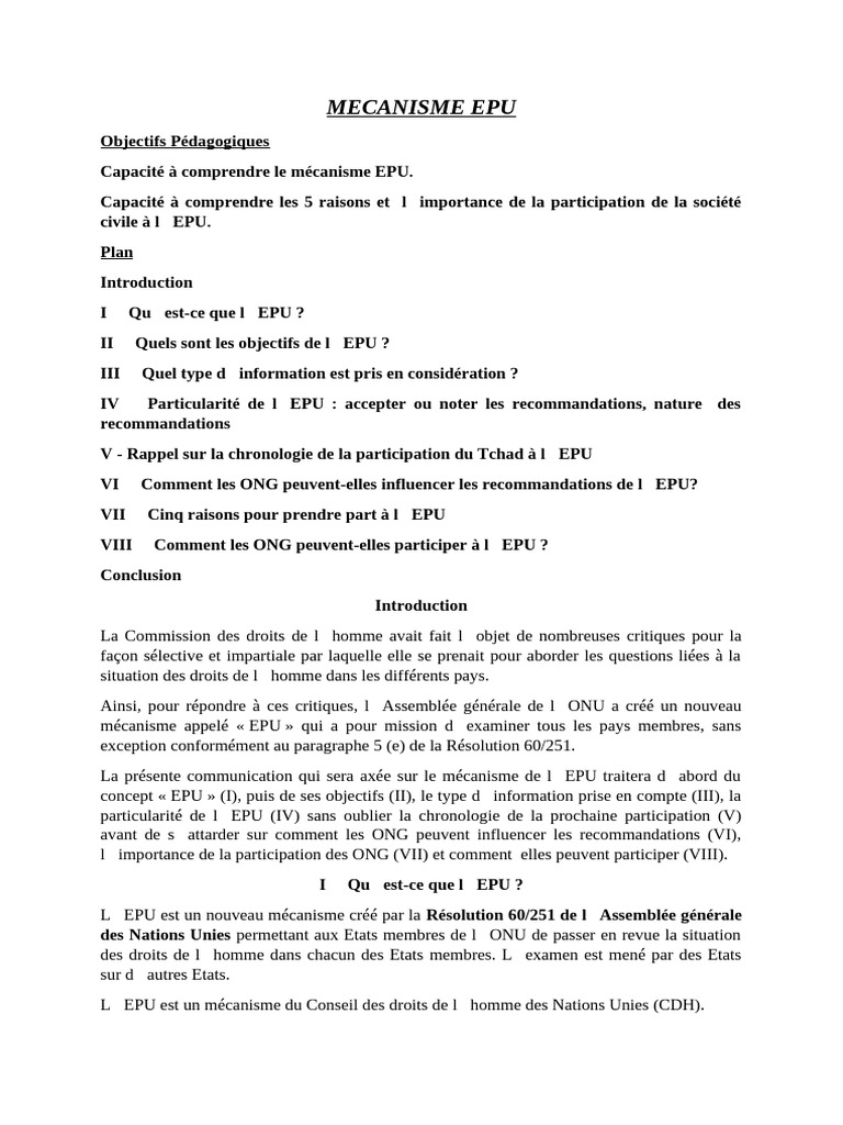 Comprendre le Mécanisme EPU et son Impact | PDF