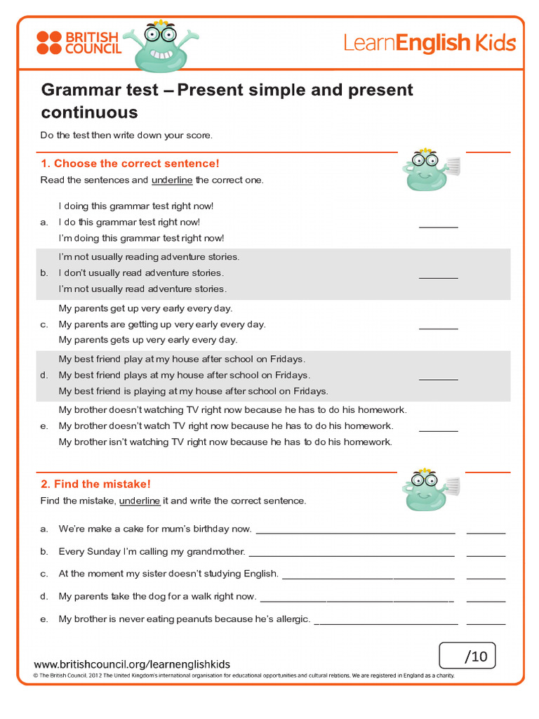 Grammar Practice Present Simple and Present Continuous 2 | PDF