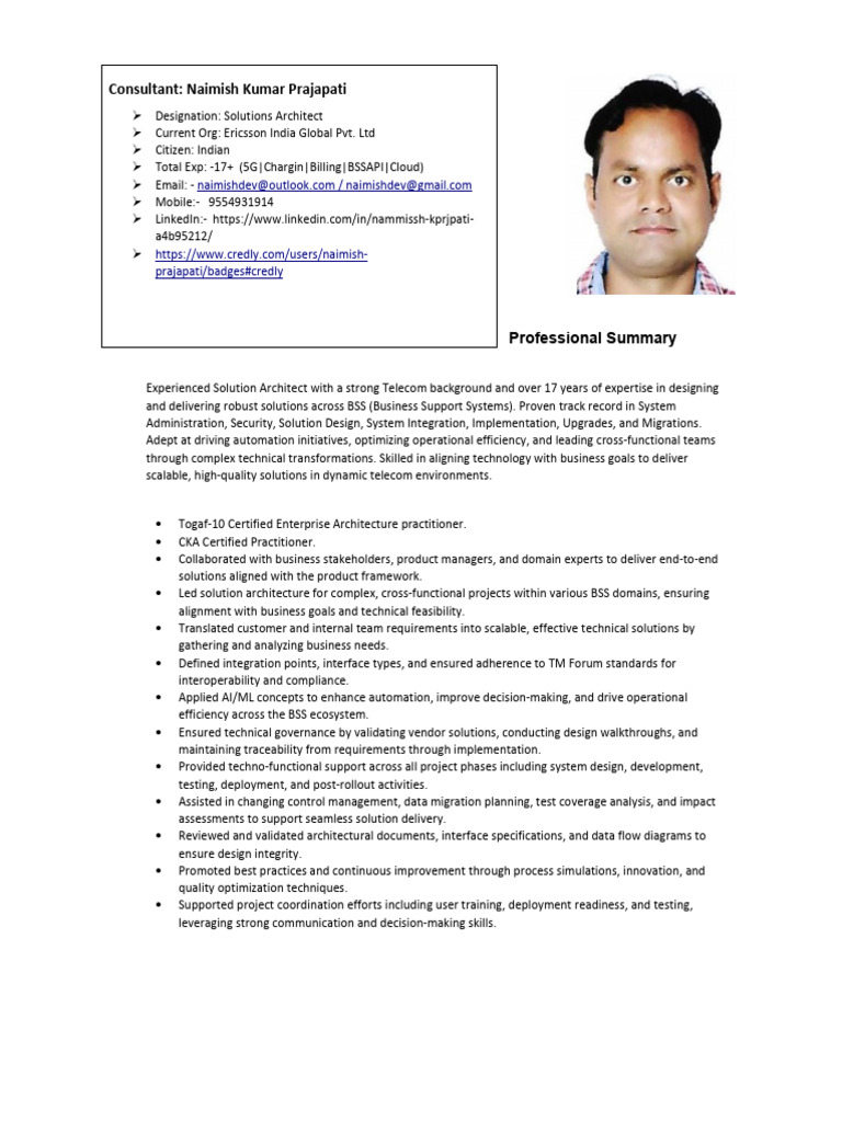 Telecom Solution Architect Profile | PDF | Service Oriented ...