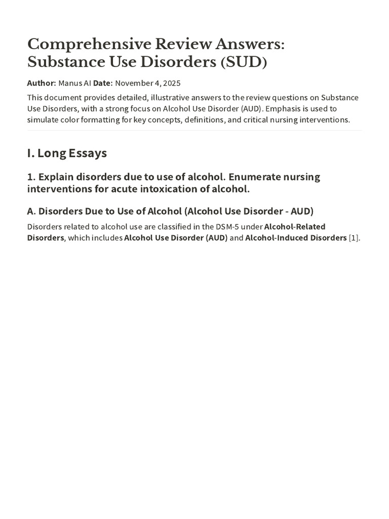 Substance Use Disorders: Nursing Insights | PDF | Substance Abuse ...