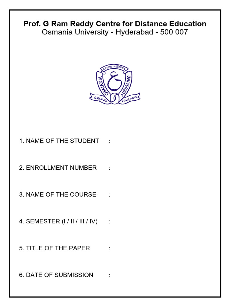 Osmania University Distance Education Form | PDF