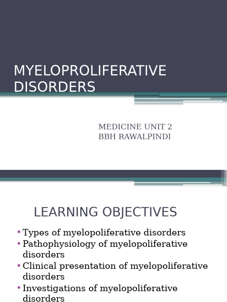 Myeloproliferative Disorders Overview | PDF | Diseases And Disorders ...