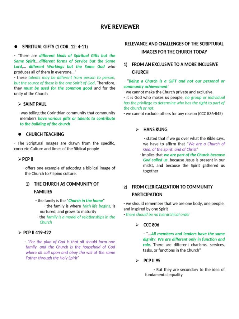 Rve Reviewer | PDF | Catholic Church | Second Vatican Council