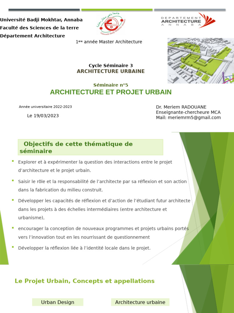 Séminaire 5 Projet Darchitecture Et Projet Urbain | PDF | Urbanisme ...