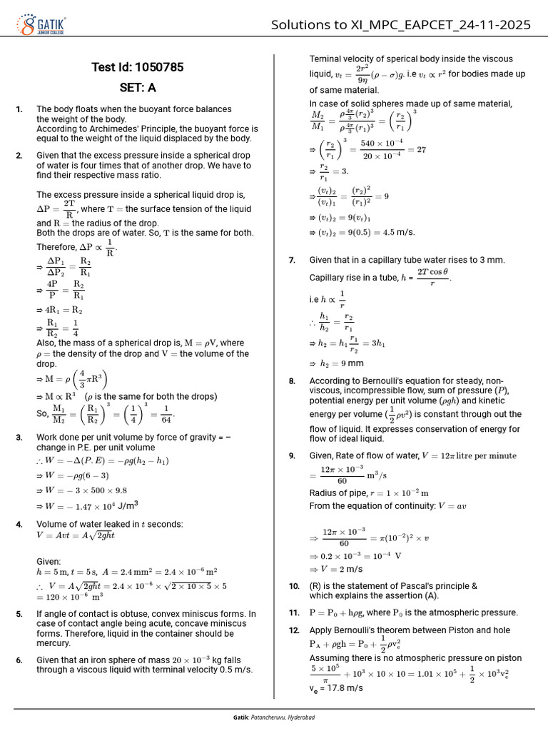 Fluid Mechanics Principles and Calculations | PDF | Buoyancy | Force