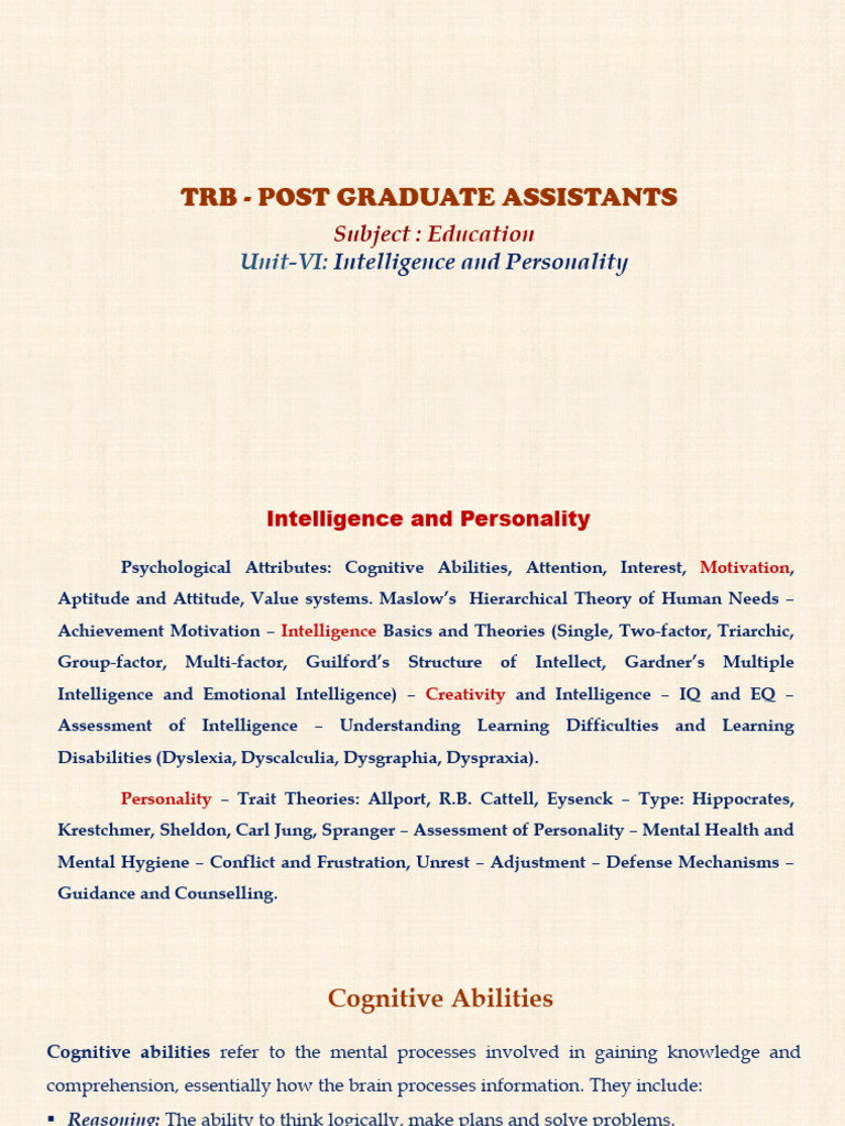 Intelligence and Personality | PDF | Attention | Motivational