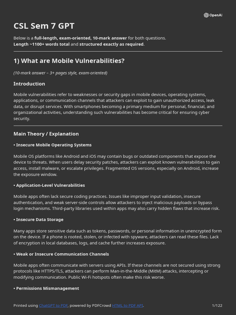 Mobile Vulnerabilities and Security Risks | PDF | Computer Security ...