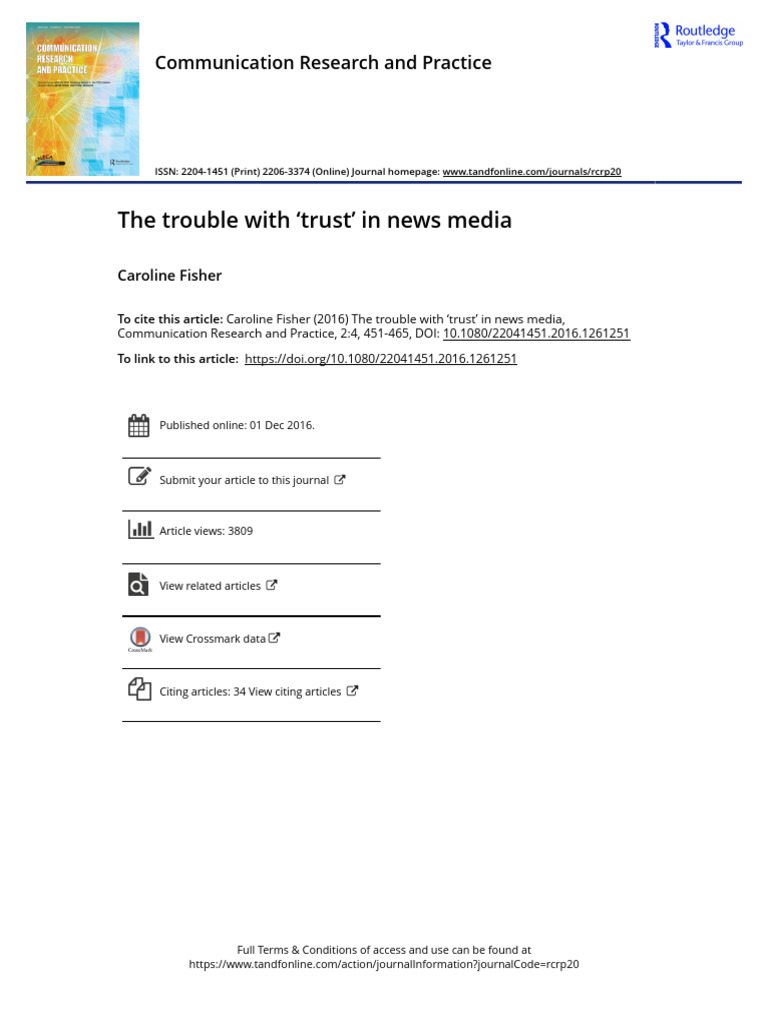 Trust Issues in News Media Analysis | PDF | Credibility | News