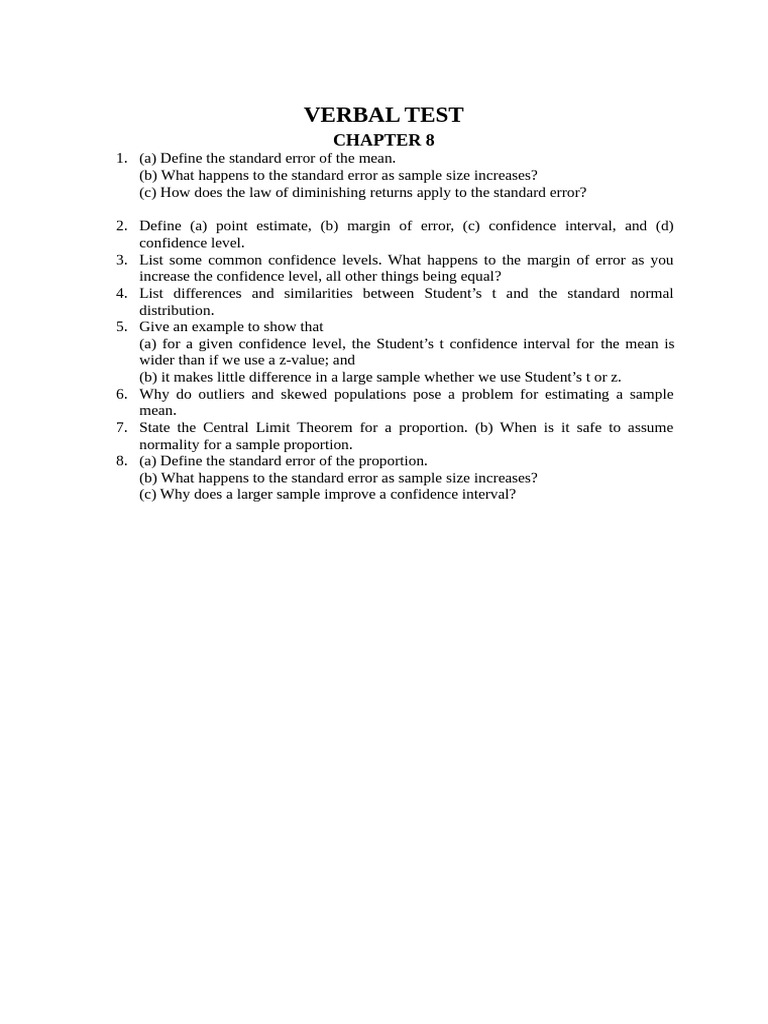 Verbal-Test 5 | PDF | Errors And Residuals | Regression Analysis