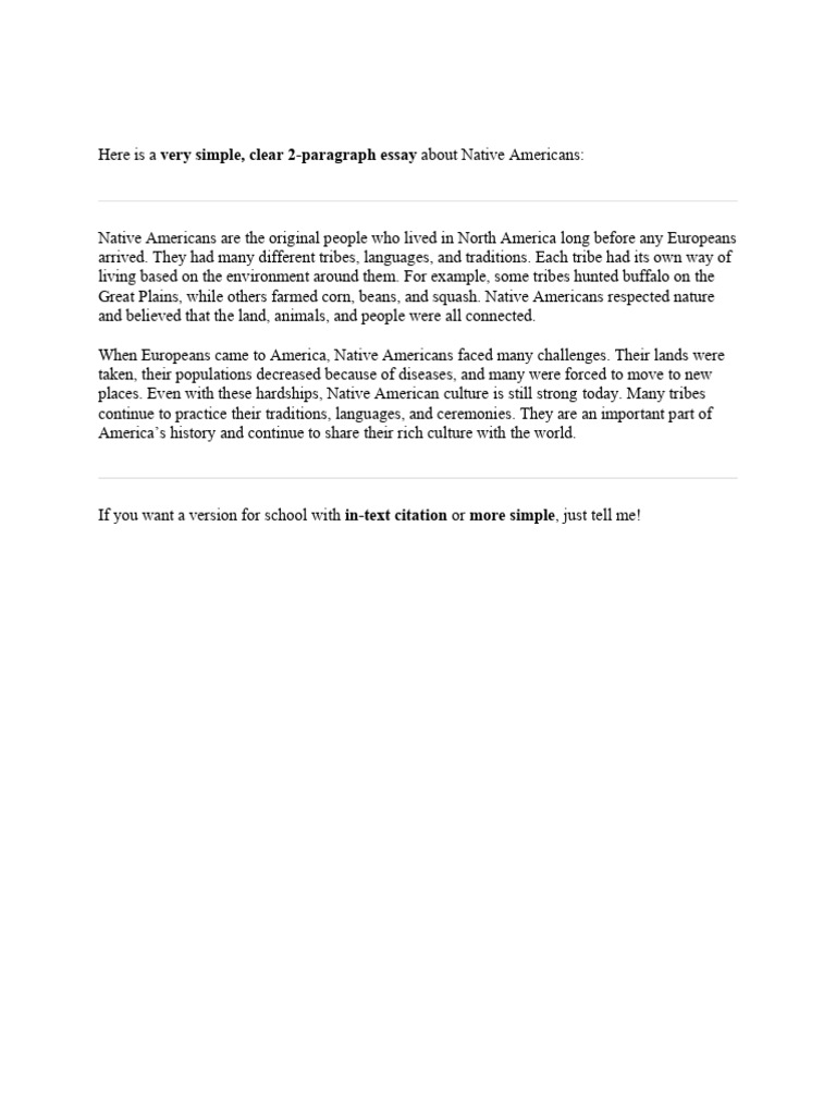 Very Simple, Clear 2-Paragraph Essay: America's History and Continue To ...