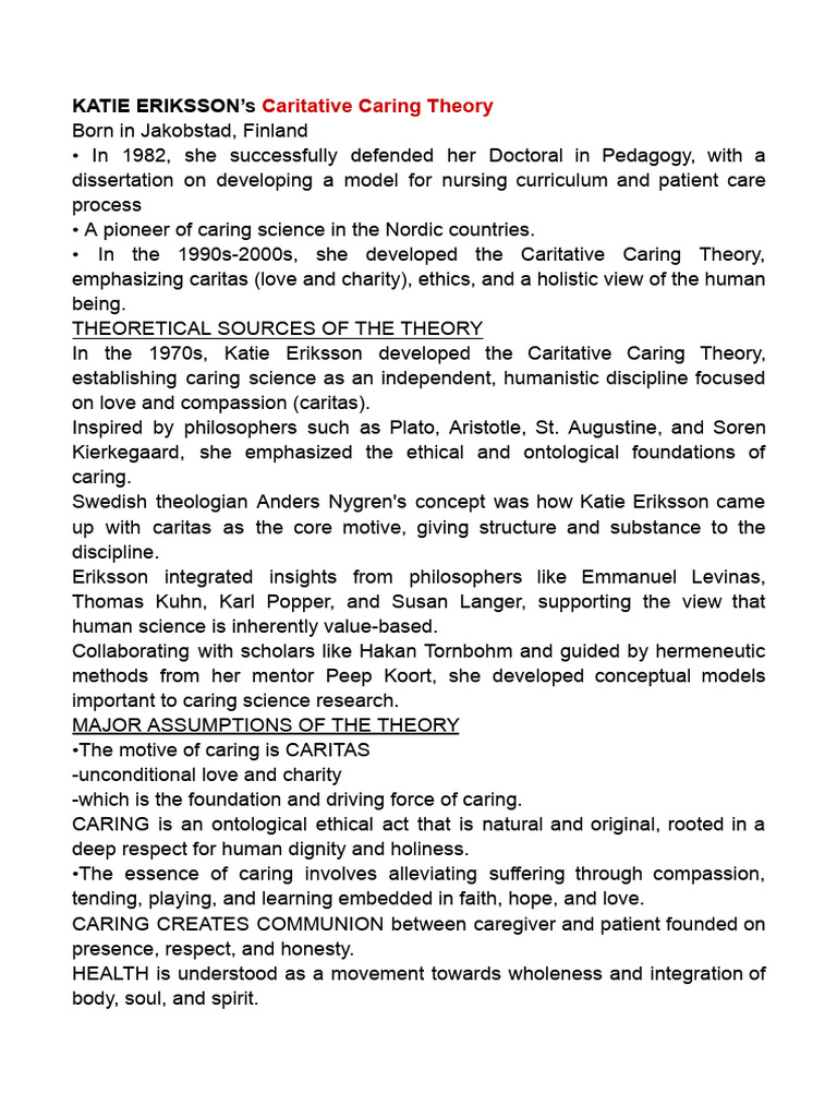 Katie Eriksson's Caritative Caring Theory | PDF | Love | Science