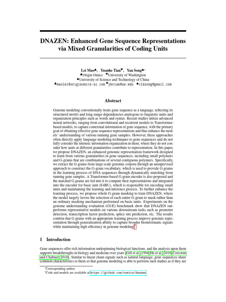 DNAZEN: Advanced Gene Sequence Encoding | PDF | Dna Sequencing ...