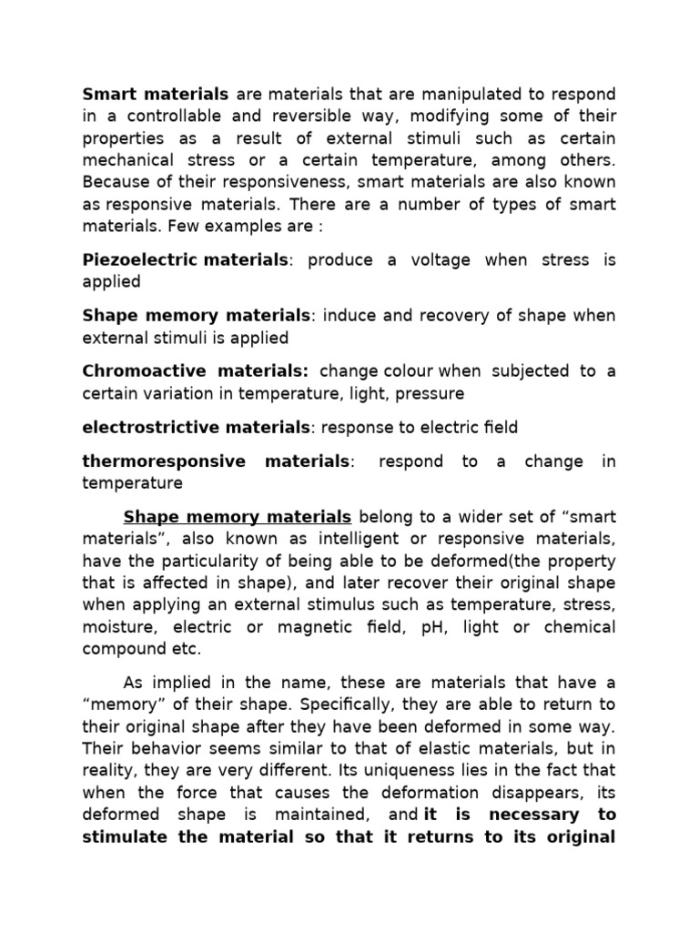 Overview of Smart Materials and Applications | PDF | Polymers ...