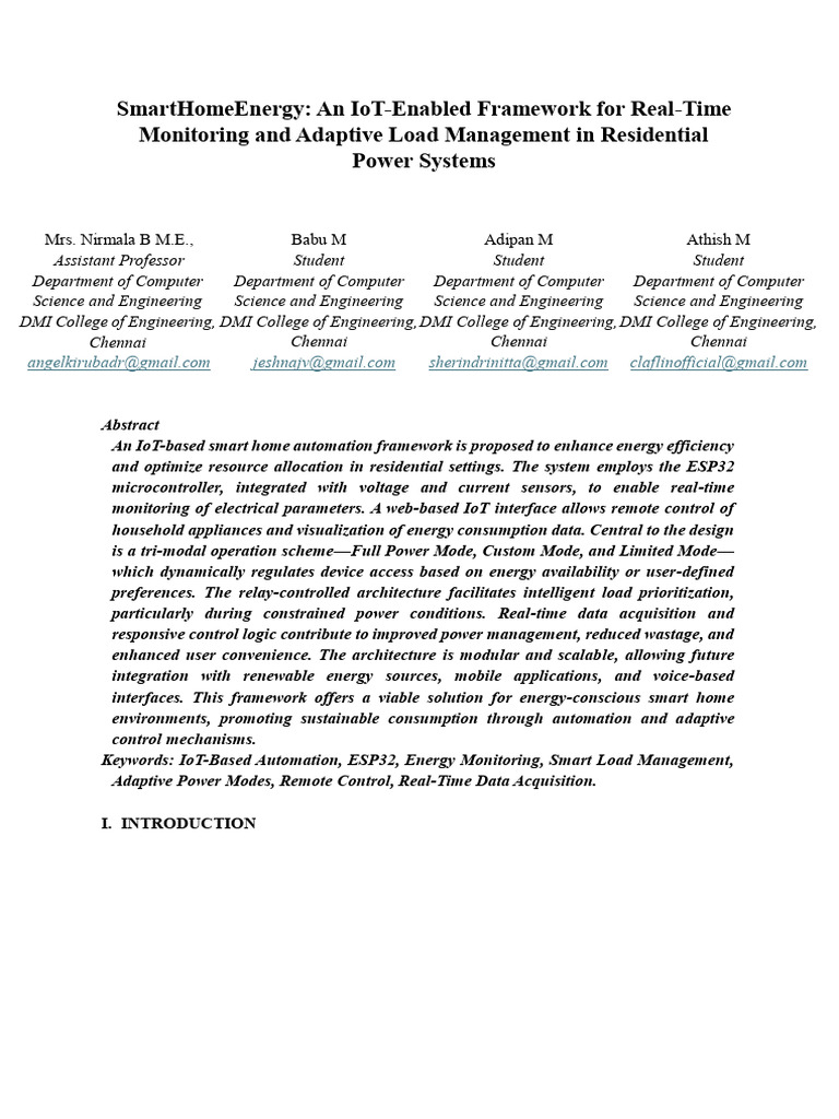 IoT Framework for Smart Home Energy Management | PDF | Home Automation ...