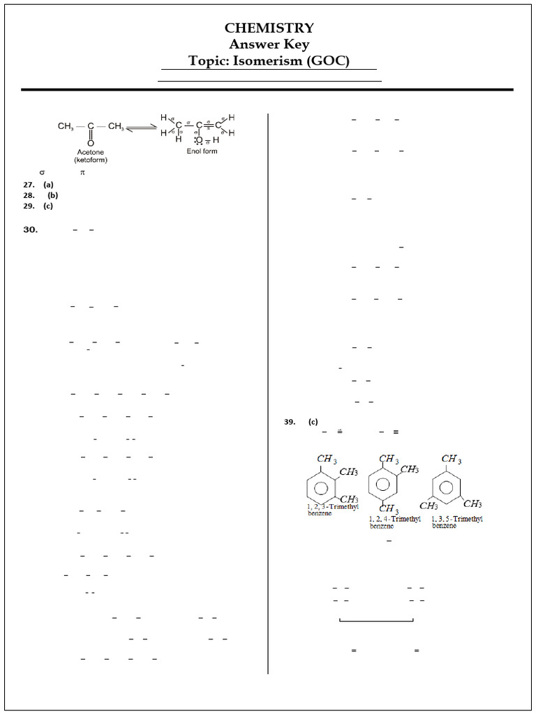 Isomerism Answer Key for Chemistry | PDF | Isomer | Organic Chemistry