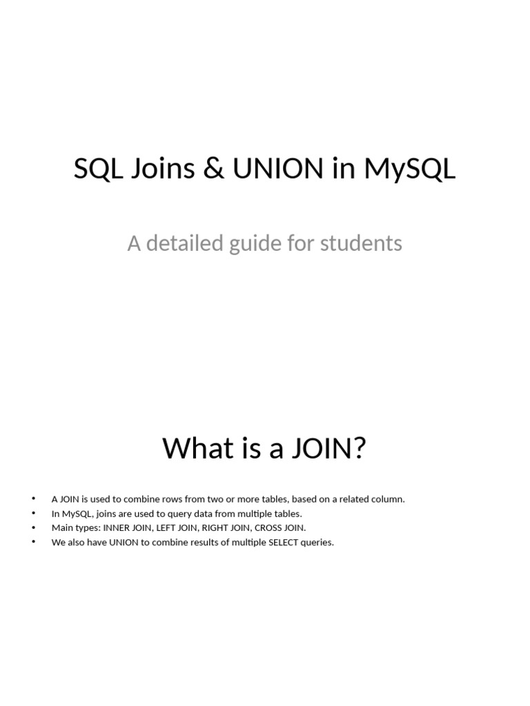 MySQL Joins and UNION Explained | PDF | Data | Computer Data
